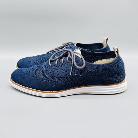 Cole Haan Shoes Womens 9.5 Blue Stitchlite Knit Wingtip Oxford Grand OS Sneakers - Picture 5 of 13